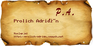 Prolich Adrián névjegykártya